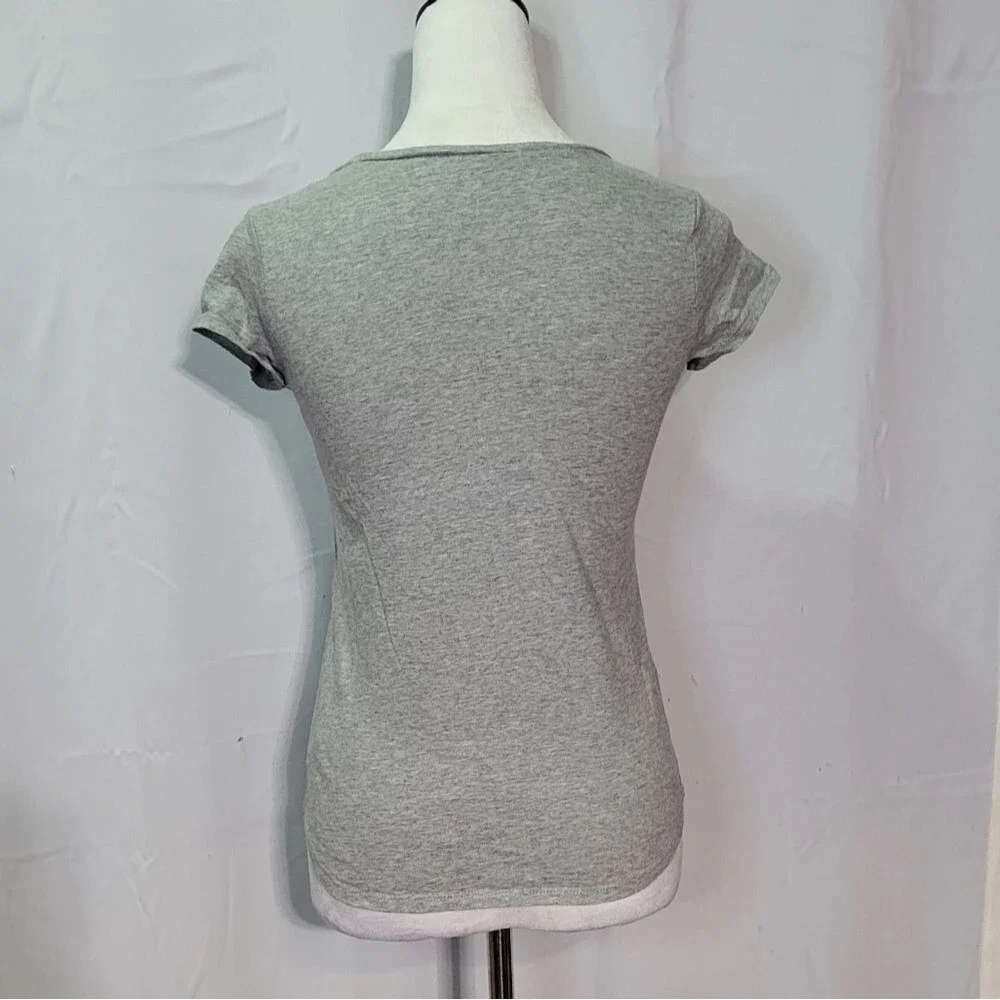 Old Navy Girls Gray Happy Hearts Graphic Short Sleeve T-Shirt Size XL (14) EUC